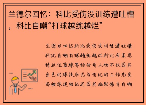 兰德尔回忆：科比受伤没训练遭吐槽，科比自嘲“打球越练越烂”