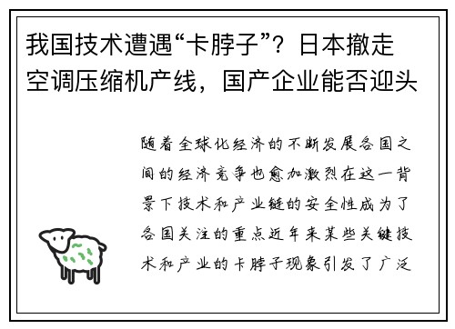 我国技术遭遇“卡脖子”？日本撤走空调压缩机产线，国产企业能否迎头赶上